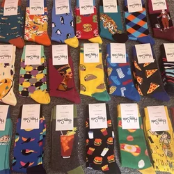 Men's Color Jacquard Fresh Fashion Cotton Mid Tube Sports Socks For All Seasons SIZE 41-46