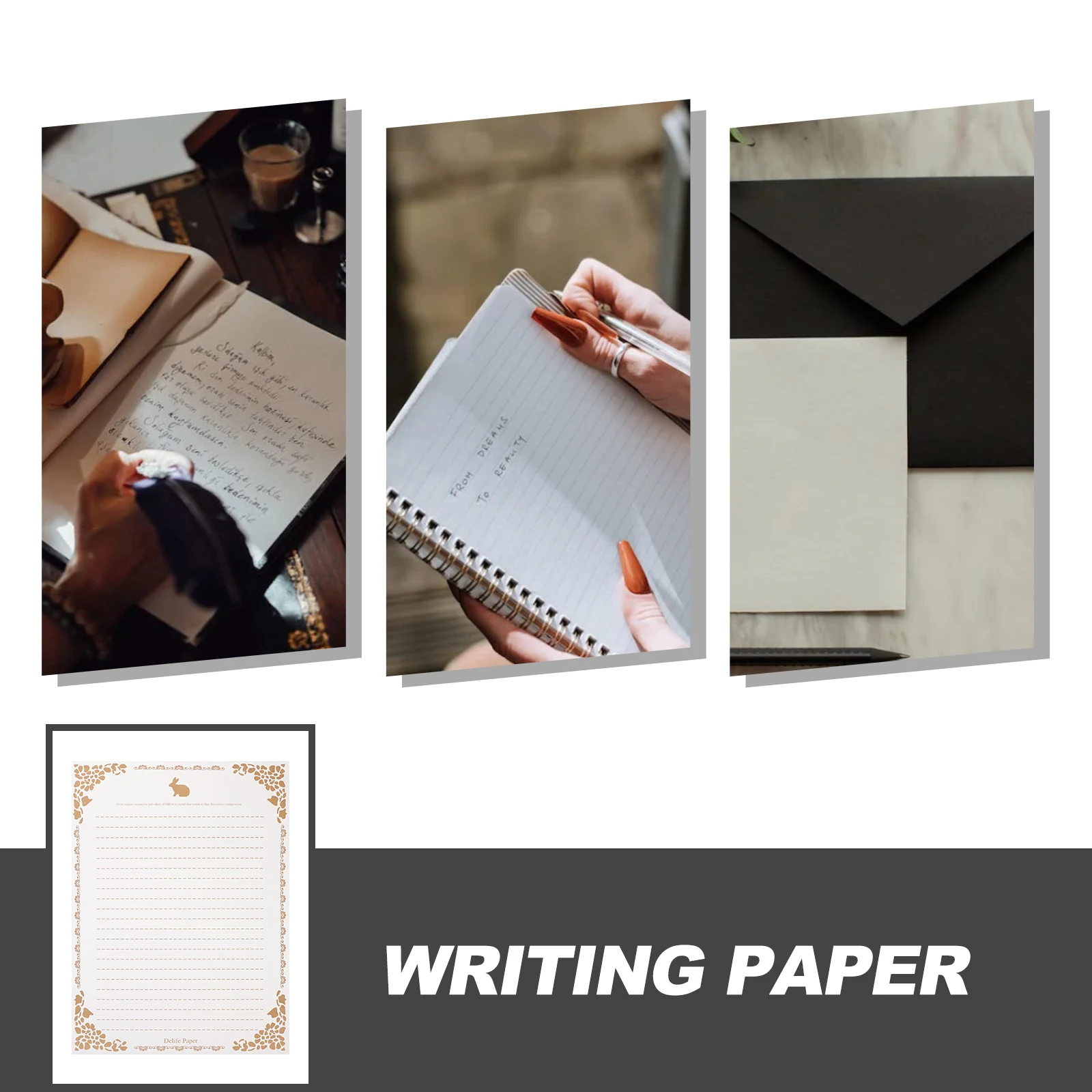 

A4 Retro Vintage Lined Stationery Paper Decorative Writing Craft Printing Blank for Letters Notes Calligraphy