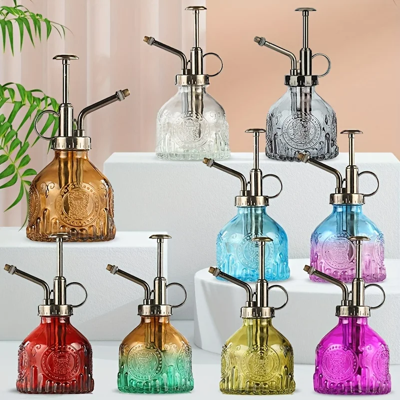 1pc Glas Bewässerung Spray Flasche, Vintage Bronze Kunststoff Top Pumpe Gießkanne Glas Spray Flasche Pflanze Mister, für Zimmer Pflanzen – Detail 10