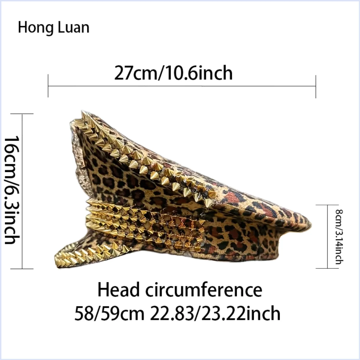 HongLuan Yellow Laser Leather Loop Captain Hat Rhinestone & Military Caps for Woman, Rave Festivals Accessories ＆ Party Cap Man