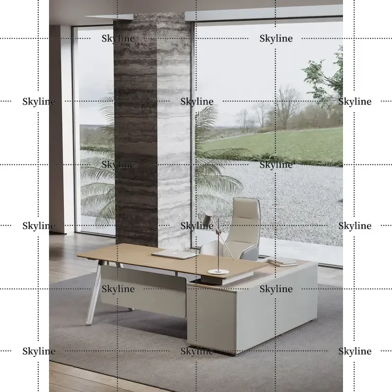 Simple Modern Executive Desk and Chair Set Large Single Computer Workstation for Office Manager Leader Boss Furniture