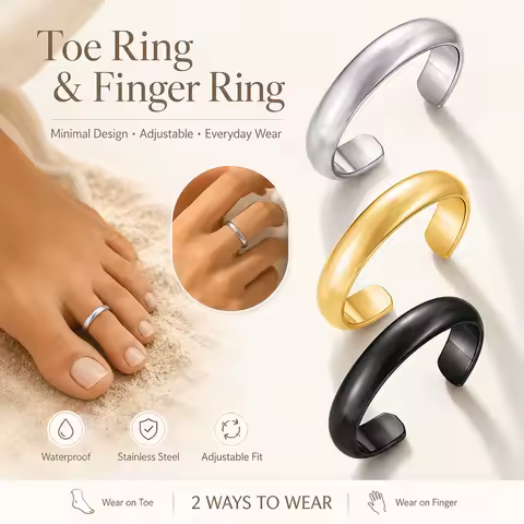 Adjustable Stainless Steel Toe Ring Minimalist Open Finger Ring Midi Knuckle Ring Simple Plain product image