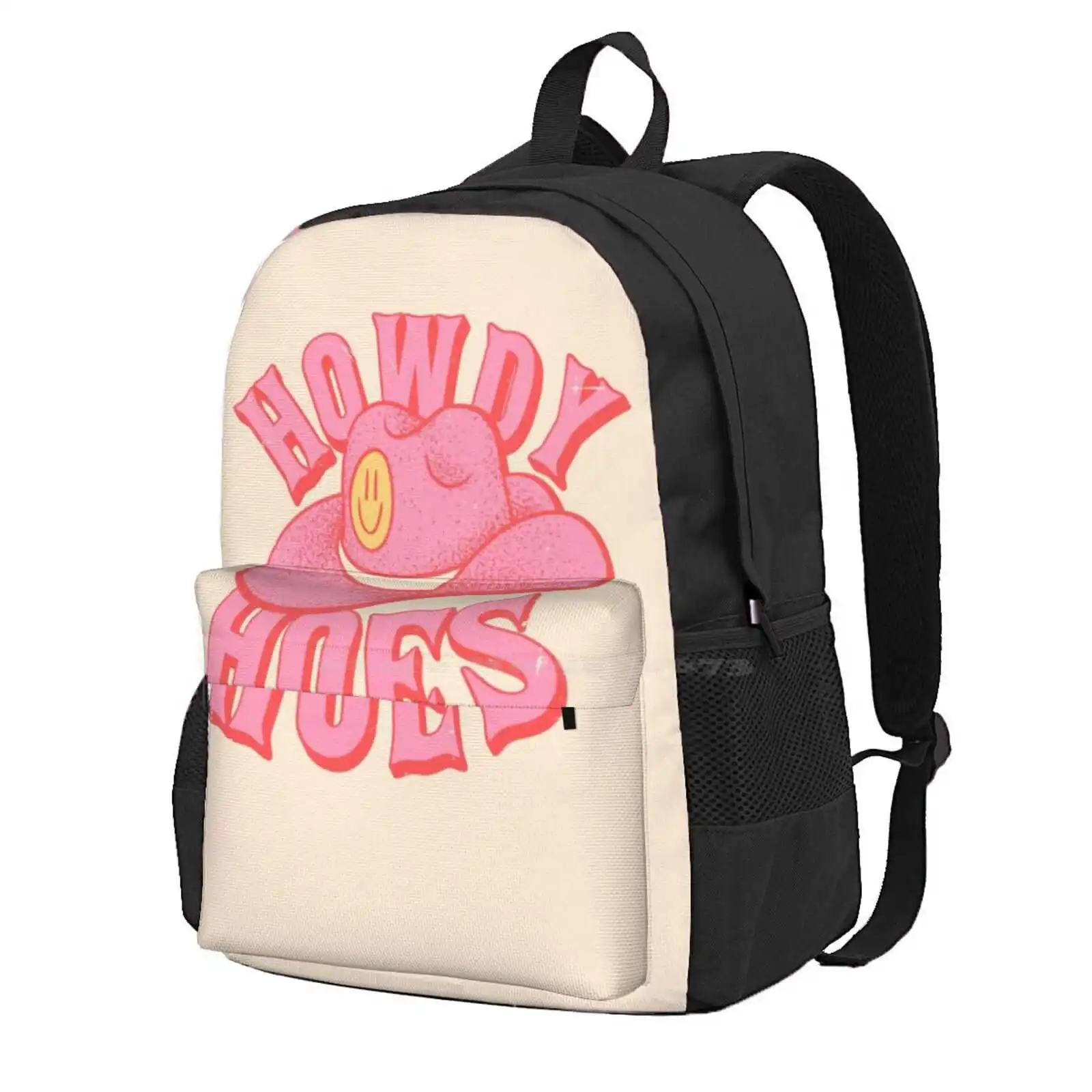 Howdy Hoes | Pink Cowboy Cowgirl Rodeo Hat Preppy Aesthetic | Meme Howdy Y'All | White Background Hot Sale Schoolbag