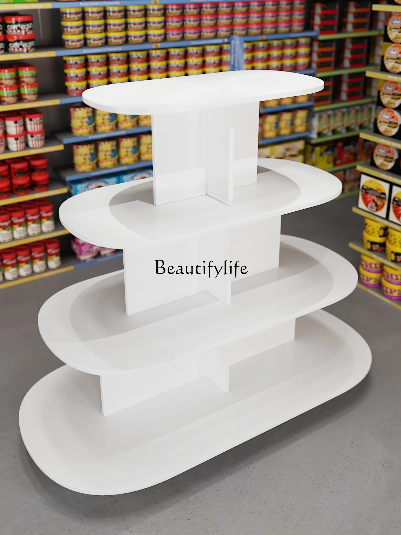 Multi-Functional Shelf Gift Display Stand Supermarket Pile Head Round Island Cabinet