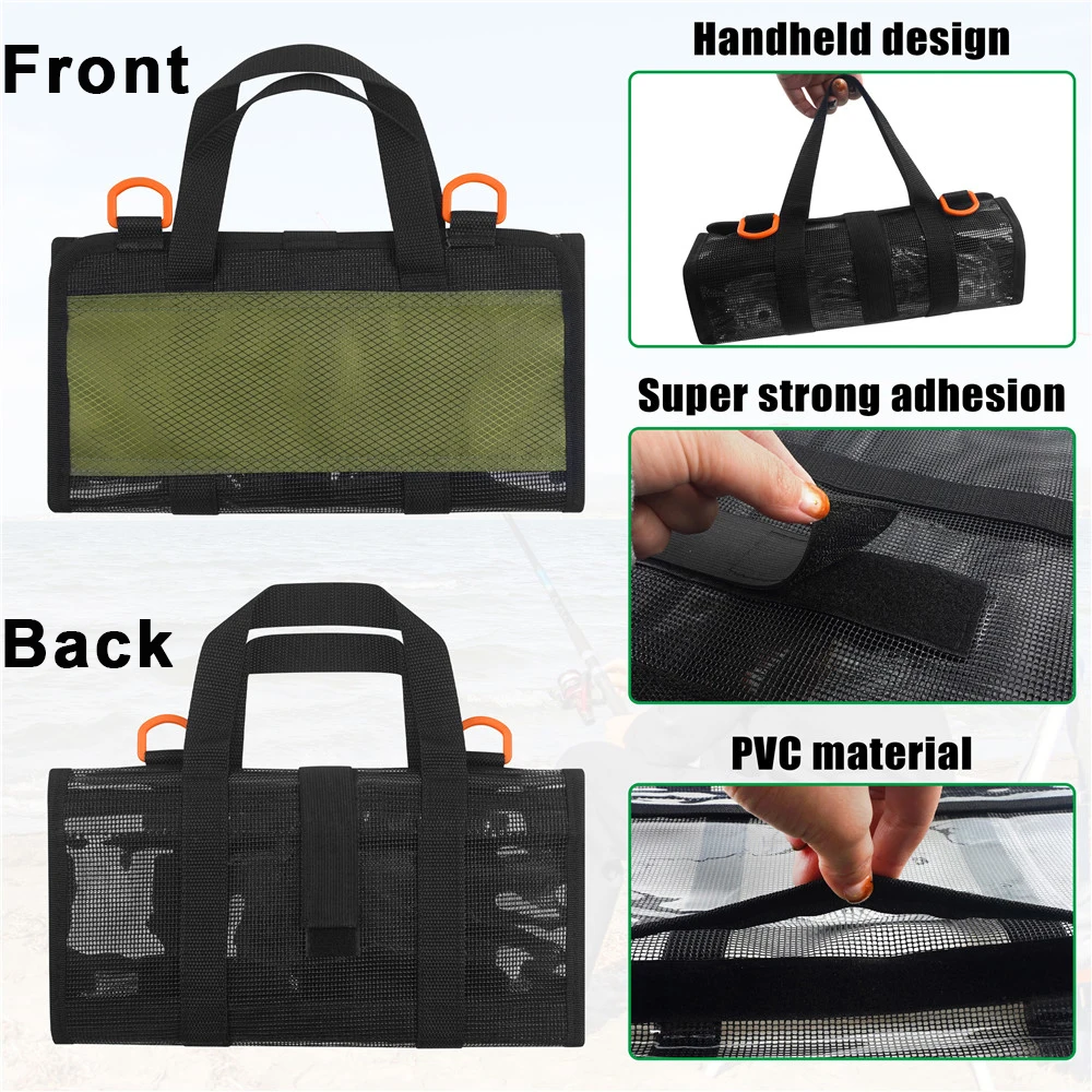 Roll-Up Angelköder-Wickel, langlebige Köder-Tasche, 6 Taschen, PVC-Schutzhülle, Salzwasser-Haken-Abdeckungen, Stoff-Köder-Schutz, Tackle-Box – Detail 3