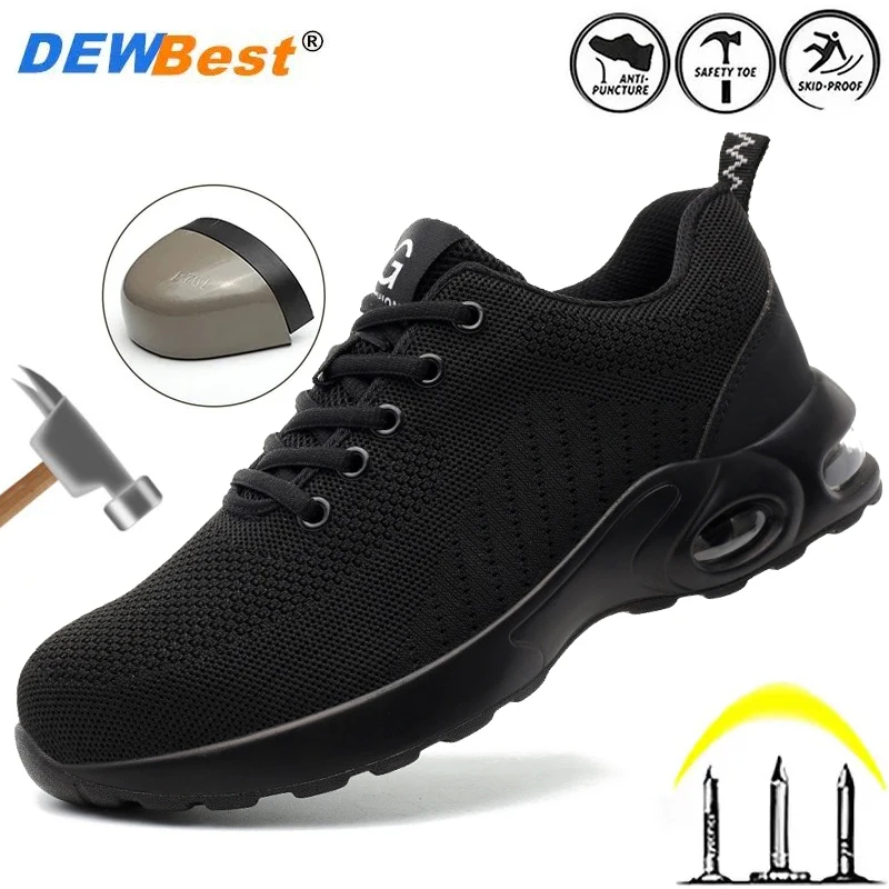 

Breathable and comfortable air cushion steel toe cap anti smashing and anti piercing Kevlar construction site work shoes for men