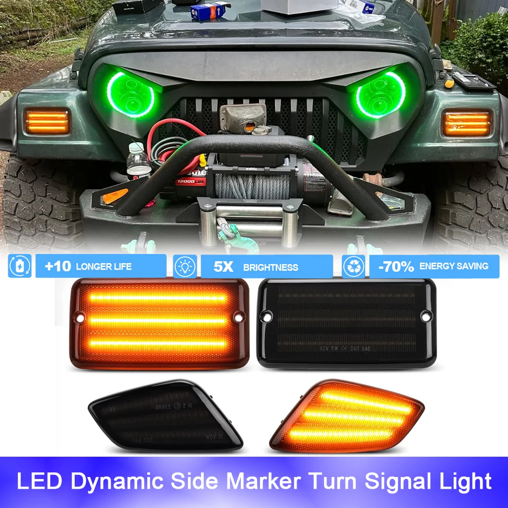 

4 шт. передний бампер светодиодный боковой габаритный фонарь на крыло для Jeep Wrangler TJ 1997-2006 повторимый мигающий отражатель предупреждающая индикаторная лампа