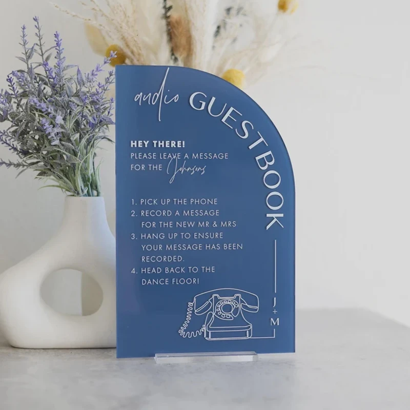 

Audio Guestbook Sign with Initials,Leave a Message Telephone Guestbook Sign,Modern Acrylic Guestbook,Guestbook Signs