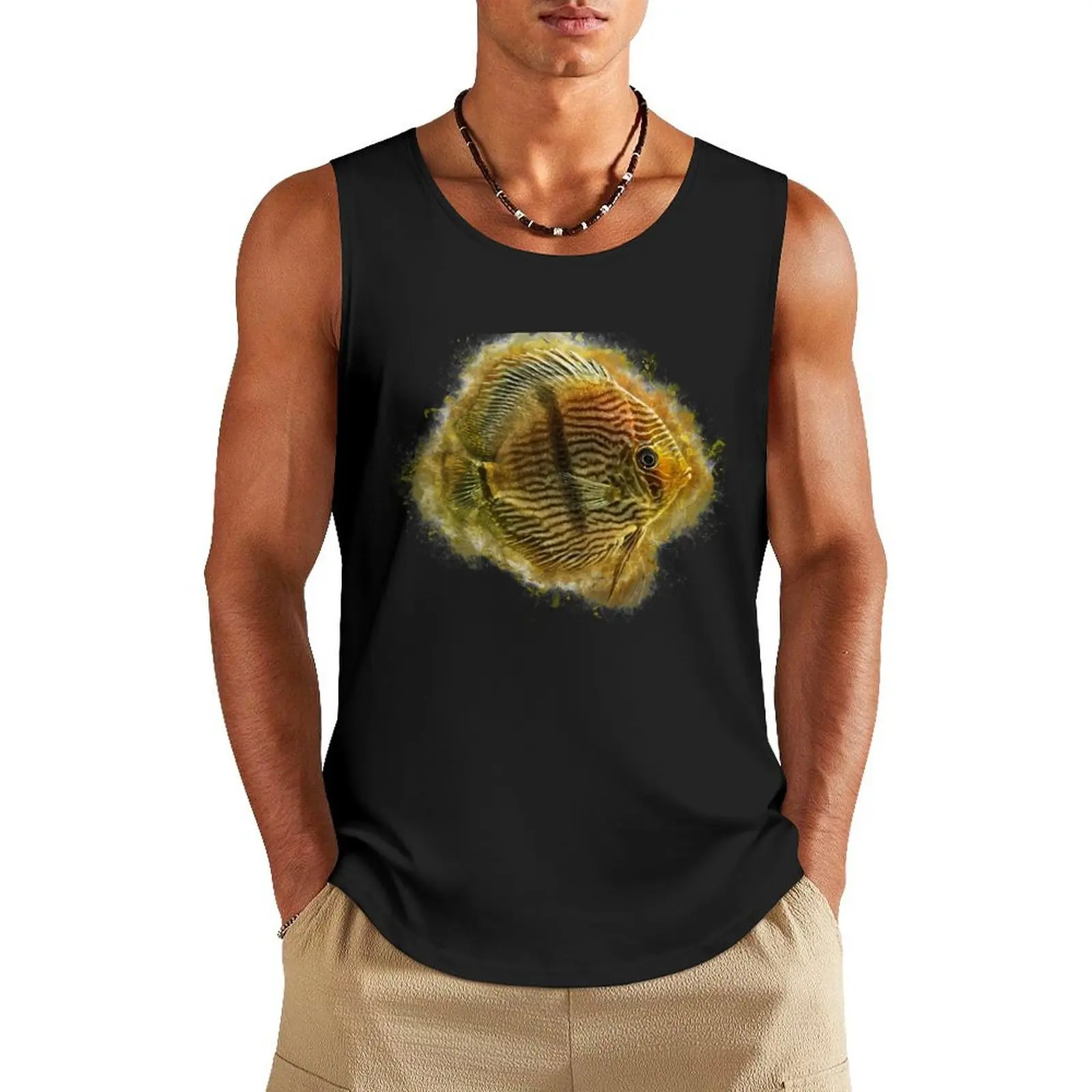 

Heckel discus - Symphysodon discus Tank Top summer bodybuilding for men Men's fitness t-shirt sleeveless tshirts for men