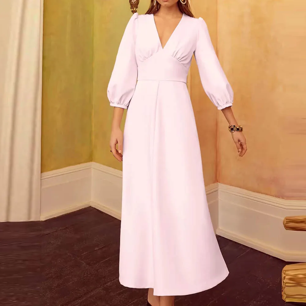 

Customized A-Line Elegant Mother of the Bride Dress Guest Evening Gown Tea Length Chiffon Sequined Solid Wedding Party Dresses