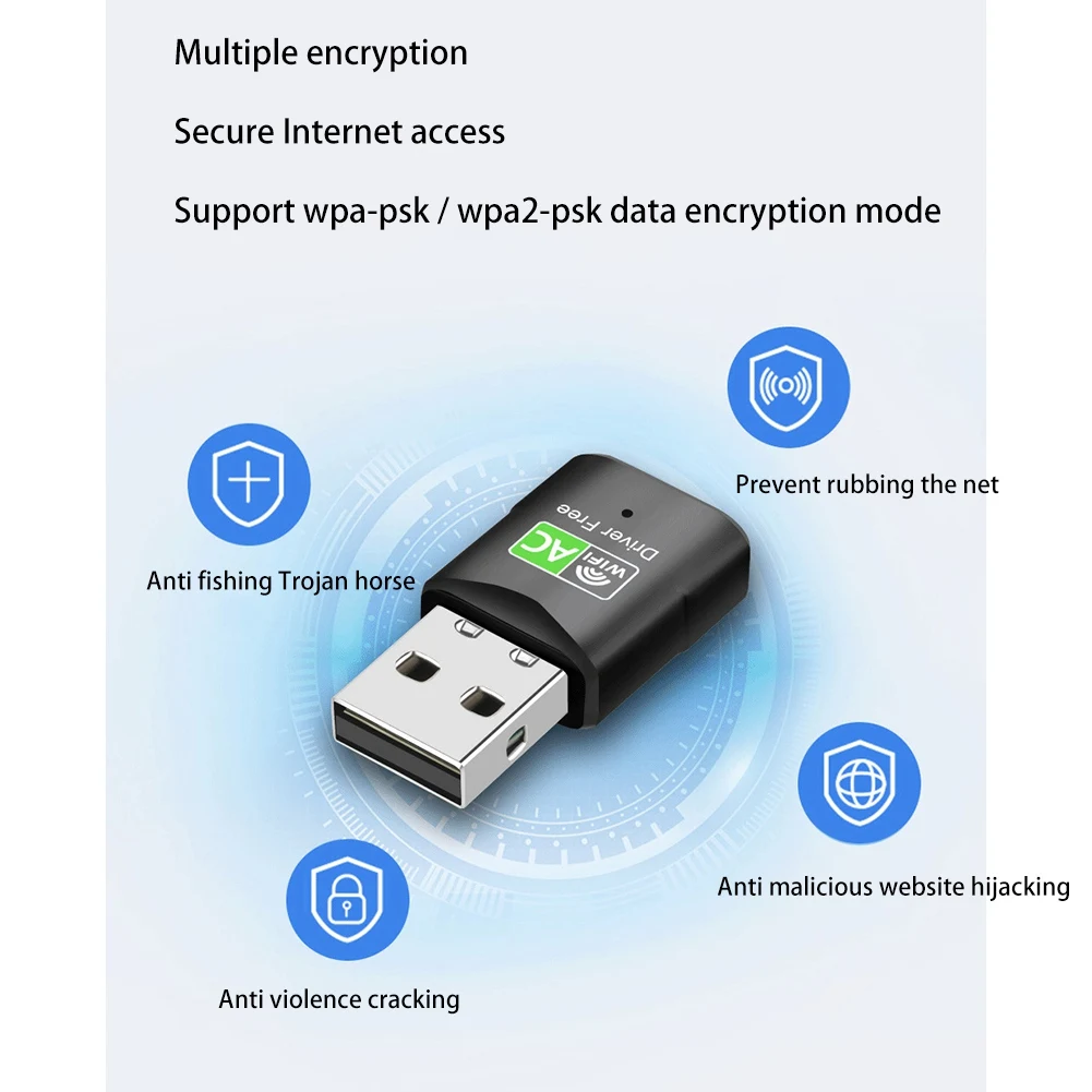 

A28Q-600Mbps 5Ghz 2.4Ghz Wireless Network Card USB Wifi Dongle Adapter USB Dual Band RTL8811 LAN Adapter For Windows Mac/PC
