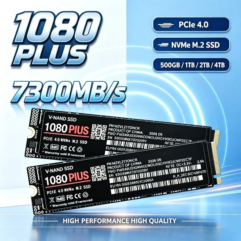 Gaming M.2 NVMe SSD 1080 PLUS PCIe 4.0 X4 7300MB/s TLC 3D NAND 2280 Internal Drive 500GB 1TB 2TB 4TB for PS5 Laptop Desktop PC
