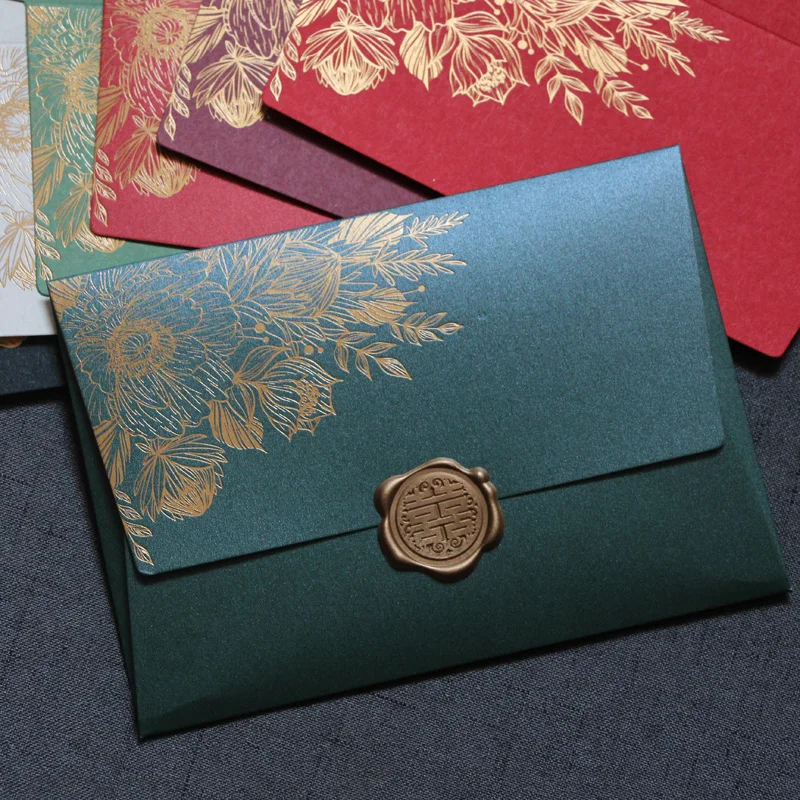 20pcs/set MIni Size Gold Flower Thick Paper Envelopes for Greeting Card Card Postcard Storage Size 11.5cmX8cm