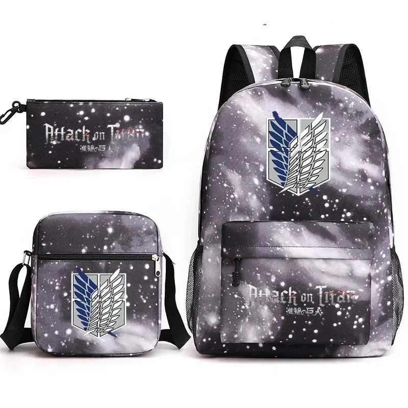 Attack on Titan EREN MIKASA Backpack Schoolbag Shoulder Bag Pencil Case Gift for Kids Students