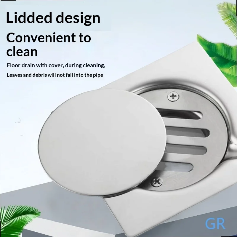Crossover Thickened Stainless Steel 3-Piece Floor Drain Deodorizer Outdoor Large Flow Drain Cover