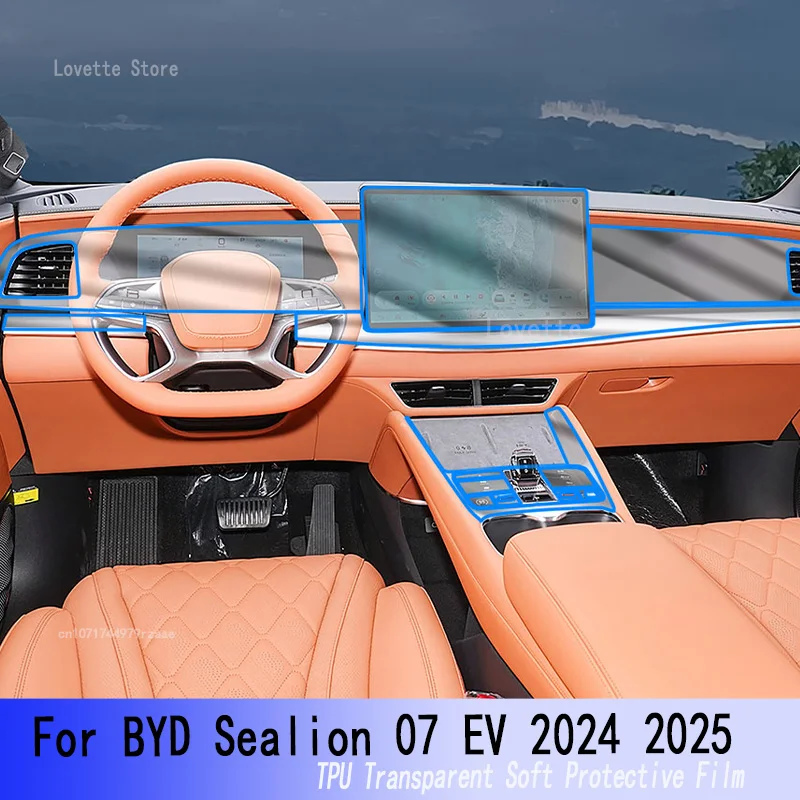 

Для BYD Sealion 07 EV 2024 2025 автомобильная навигация, состояние инструкции, защитная пленка из ТПУ для коробки передач, установка для экрана