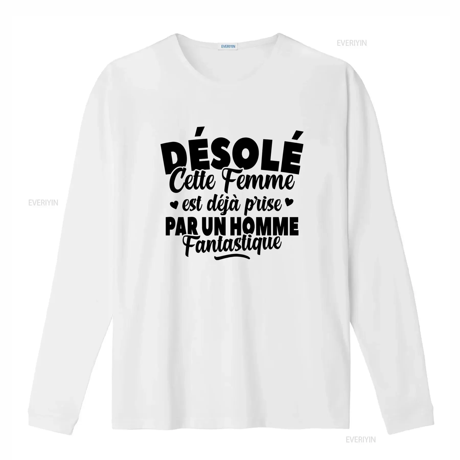 T shirt humoristique français pour femmes Cette femme est déjà prise par un fantastique mec Col rond décontracté Coupe vintage