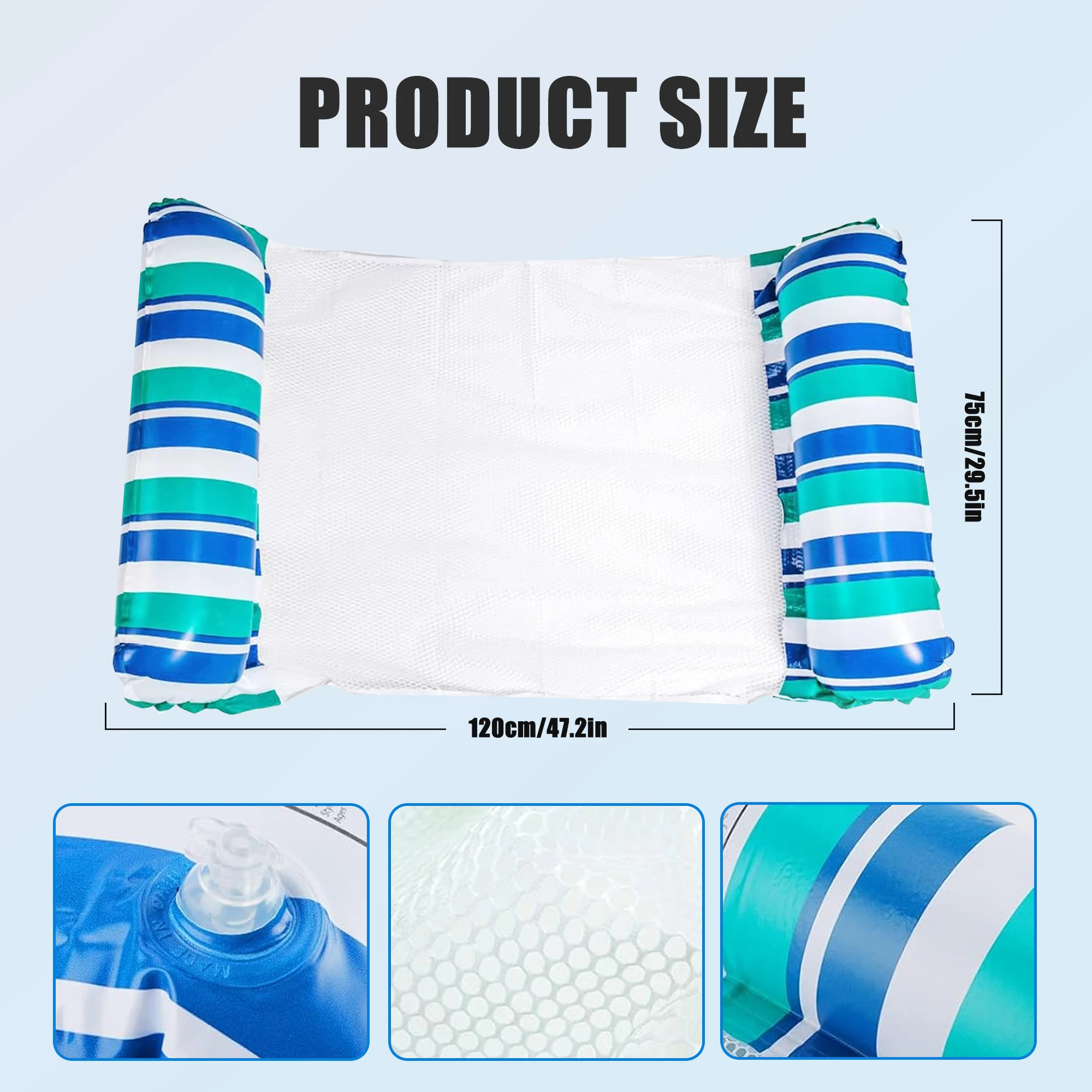2 Pack Inflatable Floating Hammock, 4 in 1 Adult Pool Float, Inflatable Pool Mattress, with 2 Manual Air Pump, for Beach Party