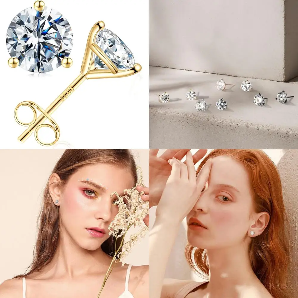 أقراط مويسانيتي 0.2-4 قيراط، لون D، وضوح VVS1، مختبر تم إنشاؤه للنساء والرجال، ذهب أبيض عيار 14 قيراط، ذهب أصفر، تشغيل ذهبي وردي