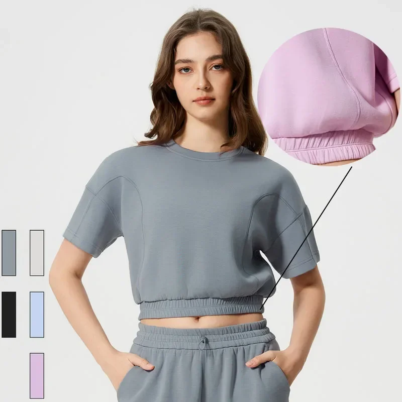 Summer Cozy Soft Women's Short Sleeve Shirts Relax Fit Crew Neck T Shirts Cotton Feel Basic Going Out Crop Tops