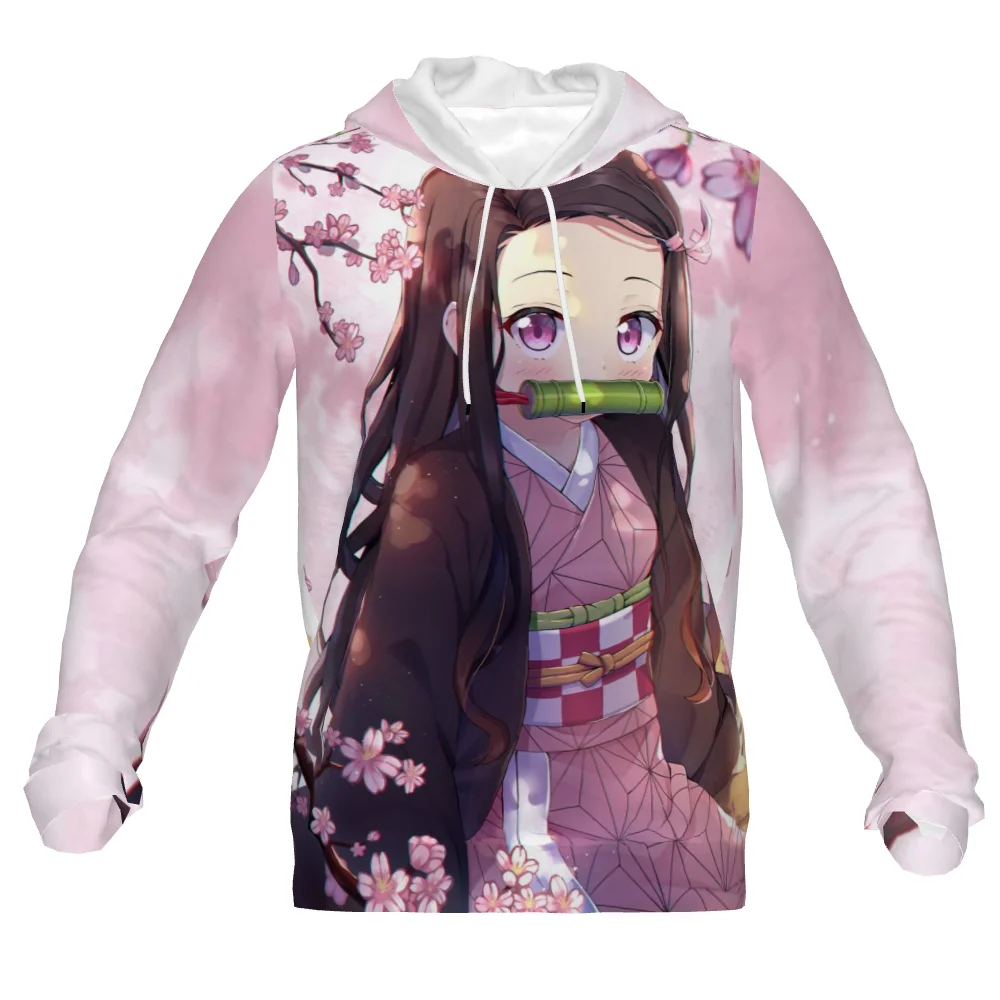 Kimetsu No Yaiba Demon Slayer Hoodies 90s Anime Kamado Nezuko Printing Fashion Hooded Sweatshirt Streetswear Pullovers Sudadera