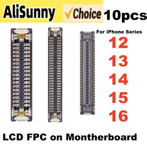 Bilashmart 10 LCD Display FPC Flex Cable on Logic Board iPhone 15 Plus 16 Pro Max 13 12 Mini On Motherboard Clip Plug