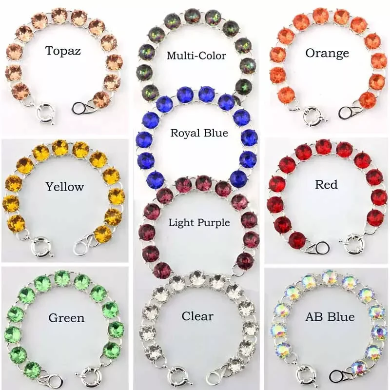 Round Glass Crystal Dot Clear Gem Stone Bracelet Classic Jewelry Gifts