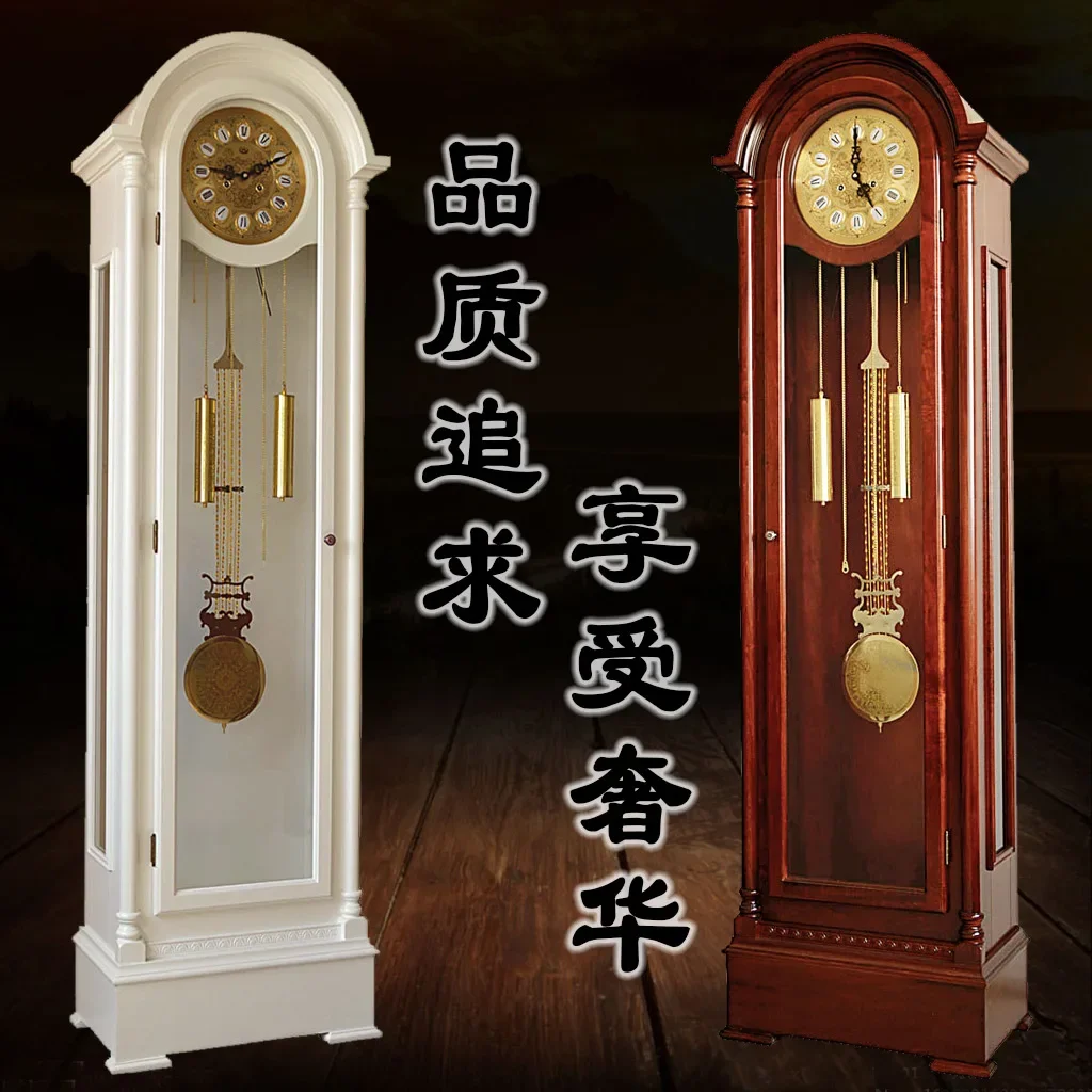 Floor Clock Solid Wood Chinese Vintage Pendulum Clock Large Vertical  Creative Mechanical Copper Scandinavian Style Table