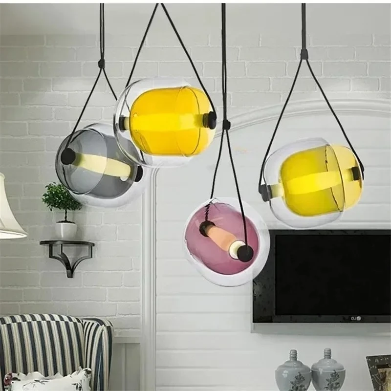 

Nordic Designer High-end LED Ceiling Pendant Light Living Room Kitchen Restaurant Hotel Circular Transparent Glass Hanging Lamp