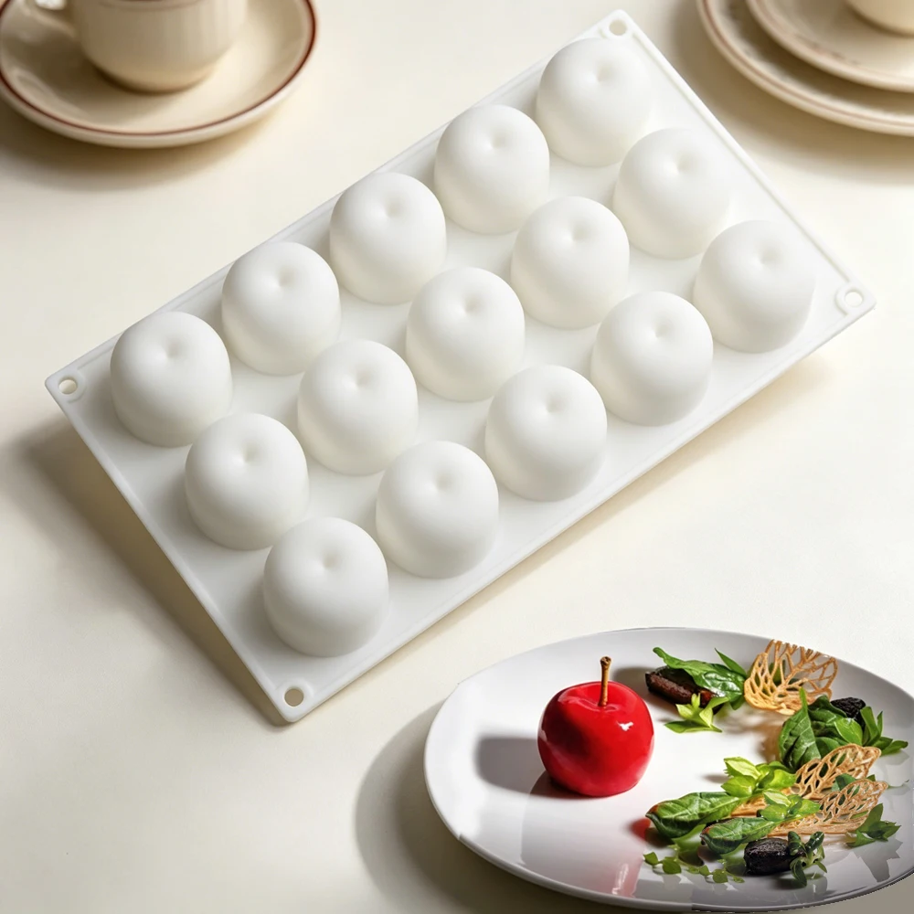 1/6/8/15-Cell Creative Apple Design French Fruit Mousse Cake Mold Kitchen Tool for Chocolate Dessert Food Grade Silicone Mould