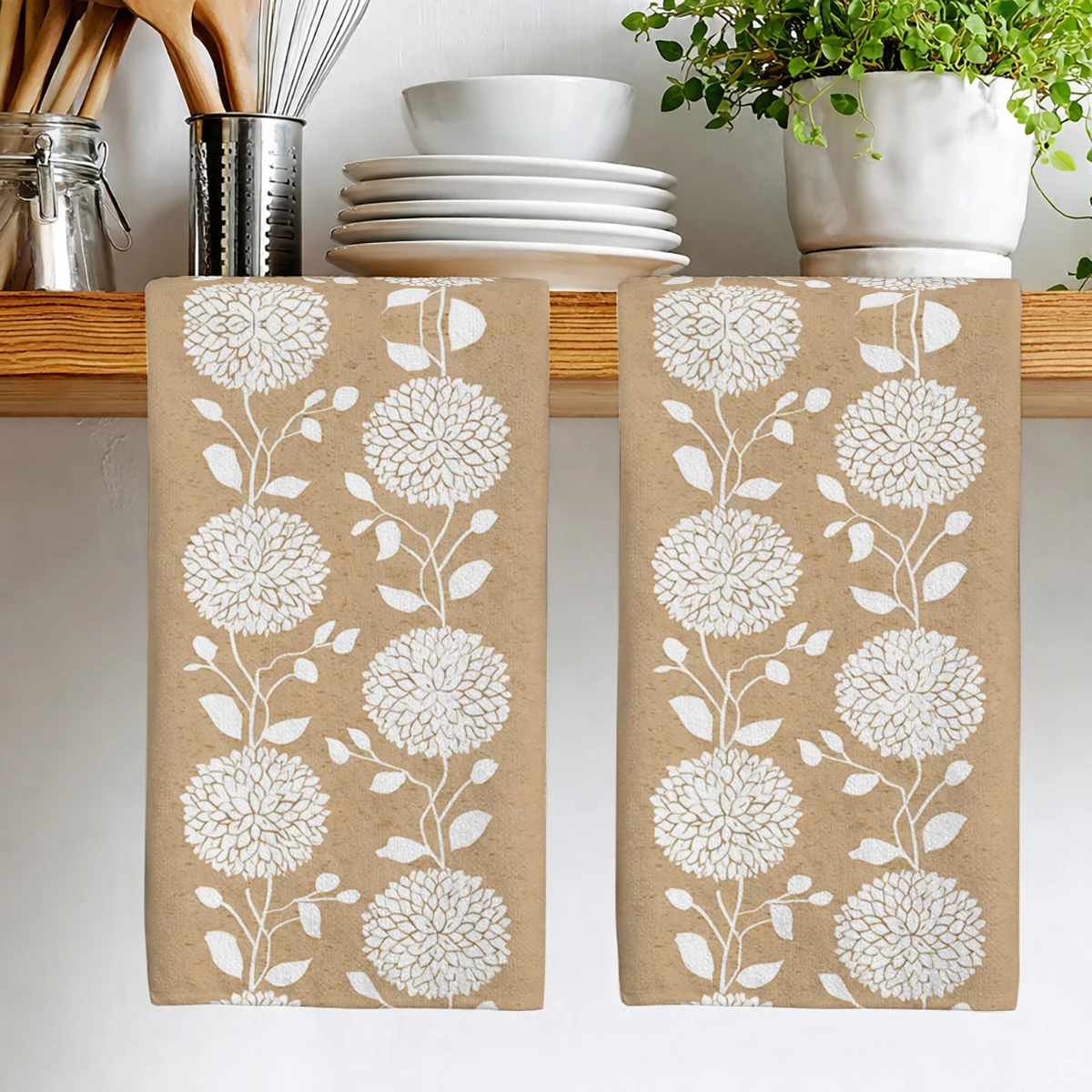 

Floral Pattern Polyester Dish Cloth - Fade Resistant Machine Washable High Quality Cleaning Cloth For Kitchen