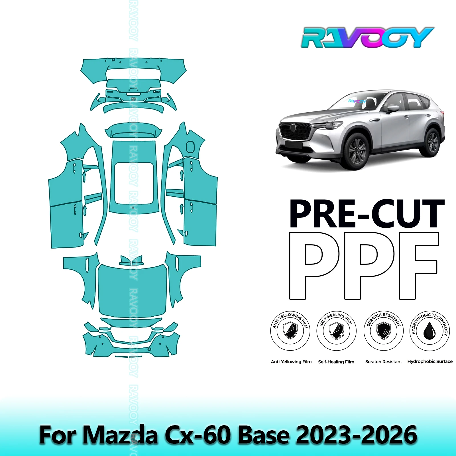 For Mazda CX-60 Base 2023-2026 Full Vehicle 8.5Mil Precut PPF Kit Paint Protection Film