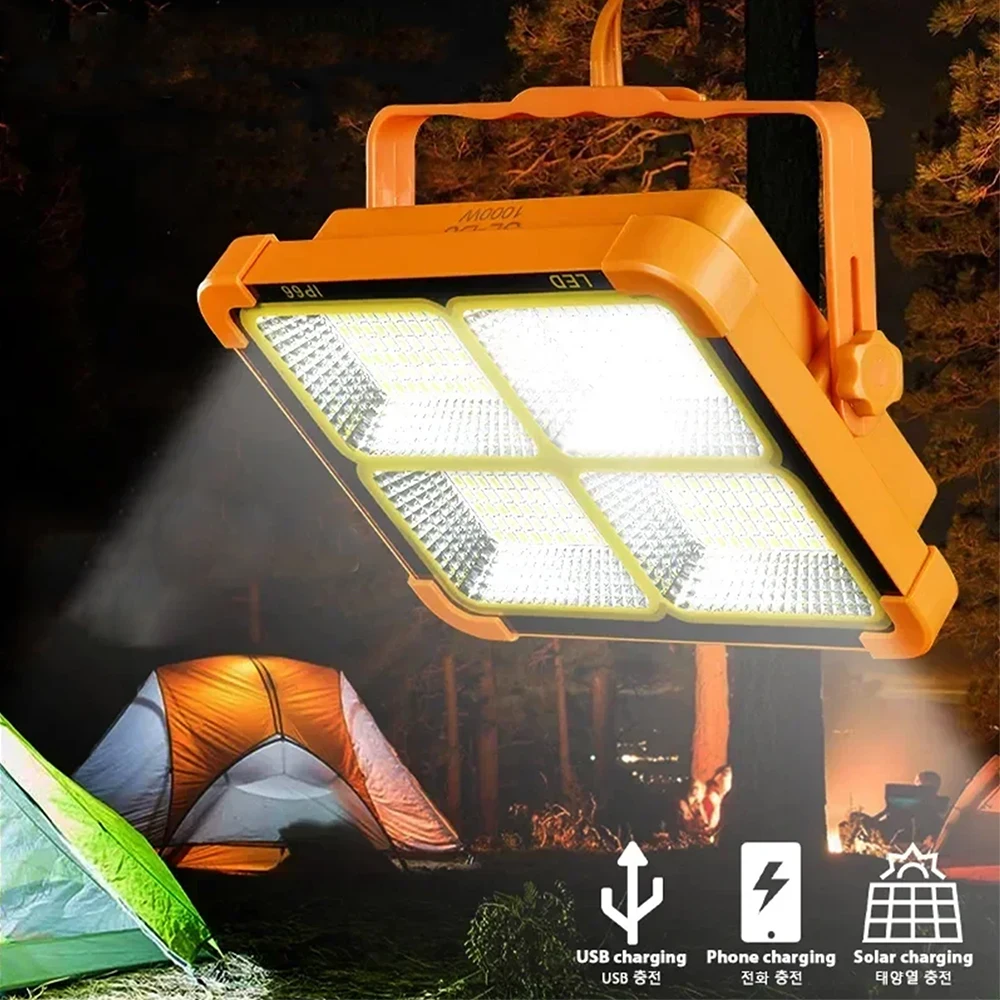 1pc Portable Led Usb And Solar Rechargeable Light, Adjustable LightWith Magnetic Hook, suitable For Camping, Emergency Lighting