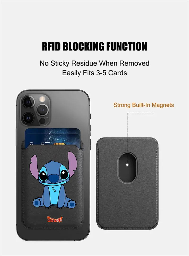 ل Magsafe محفظة حافظة جلدية المغناطيسي ميكي ميني الحقيبة حامل بطاقات التعريف الشخصية آيفون 13 14 15 دونالد داك ديزي غطاء