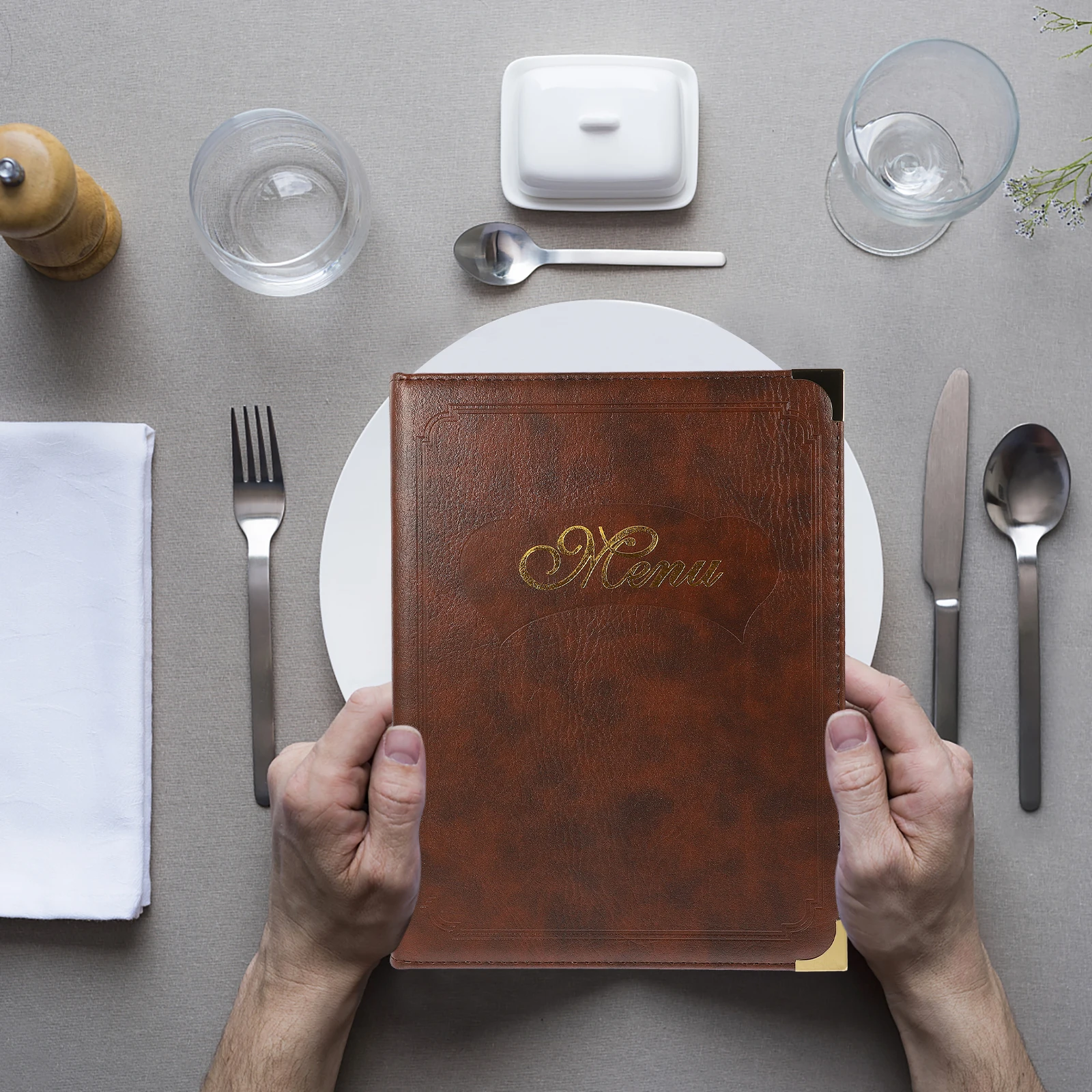 

Menu Book Folder for Restaurant Hotel Bar A4 Size Cover Simple Design Replaceable Content Clear Display