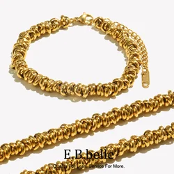 E.B.belle Handmade Circular Rings Necklaces Bracelets Minimalist Style Stackable Jewelry Set For Women Girls Hypollergenic