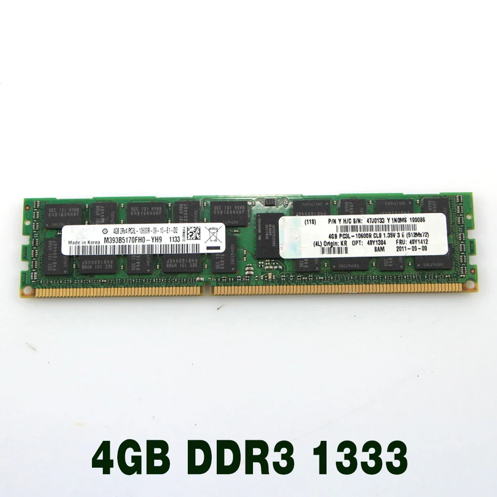 

1 pcs For IBM RAM X3650 X3400 X3550 M3 49Y1394 49Y1412 47J0133 PC3L-10600R RDIMM Server Memory 4GB DDR3 1333