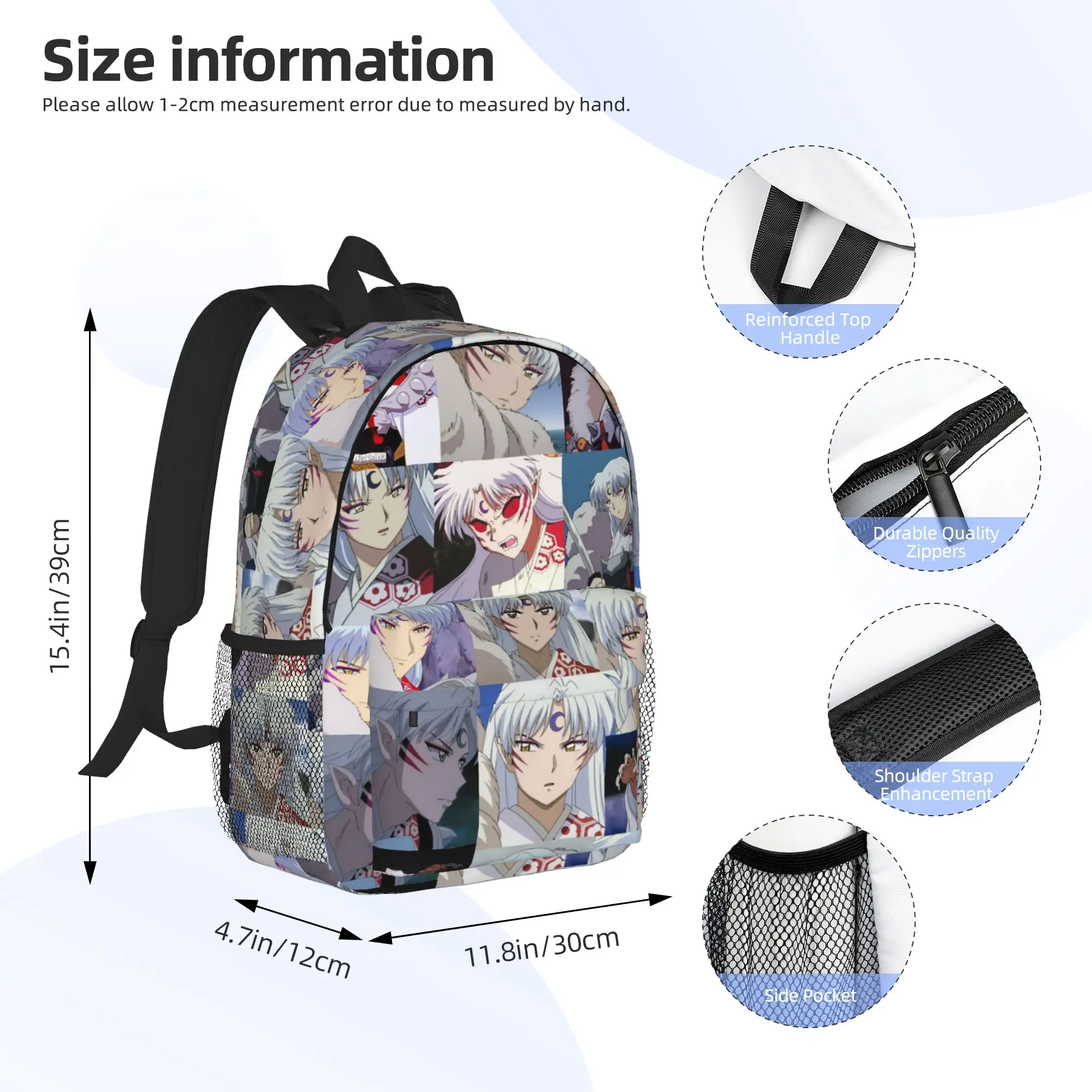 Manga Kimono Inuyasha Sesshomaru Backpack Hot Sale Daypack Large Capacity Boy Girl BookBag Shoulder Bag for Men Women School Bag