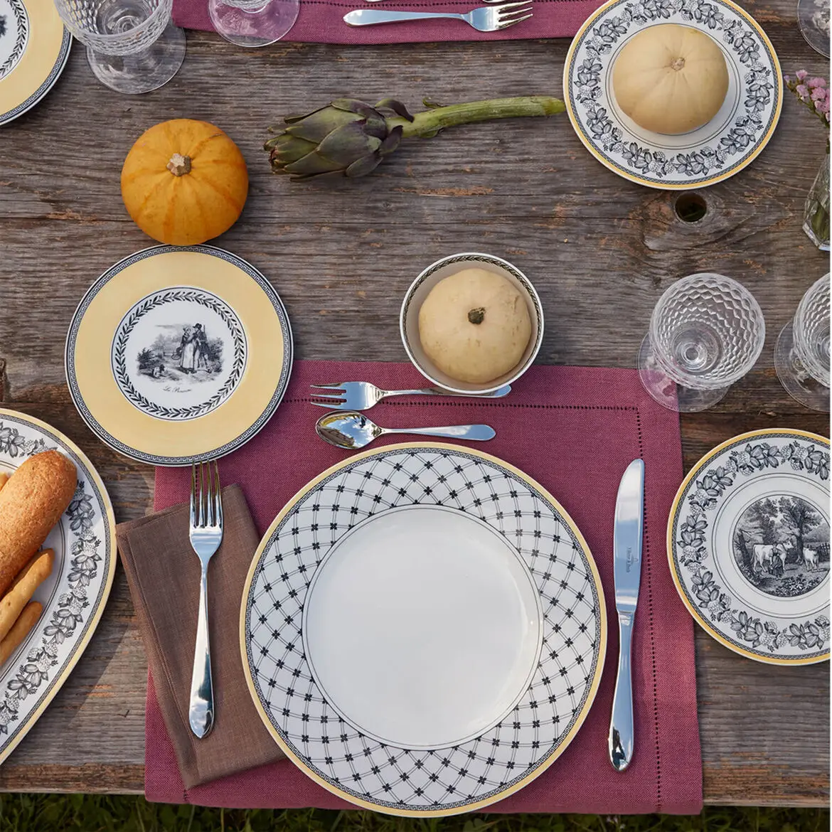 

European Sle Dinnerware Set Audun Underglaze Color Western Steak Plate Rice Bowl Hard Porcelain round Di for Adults