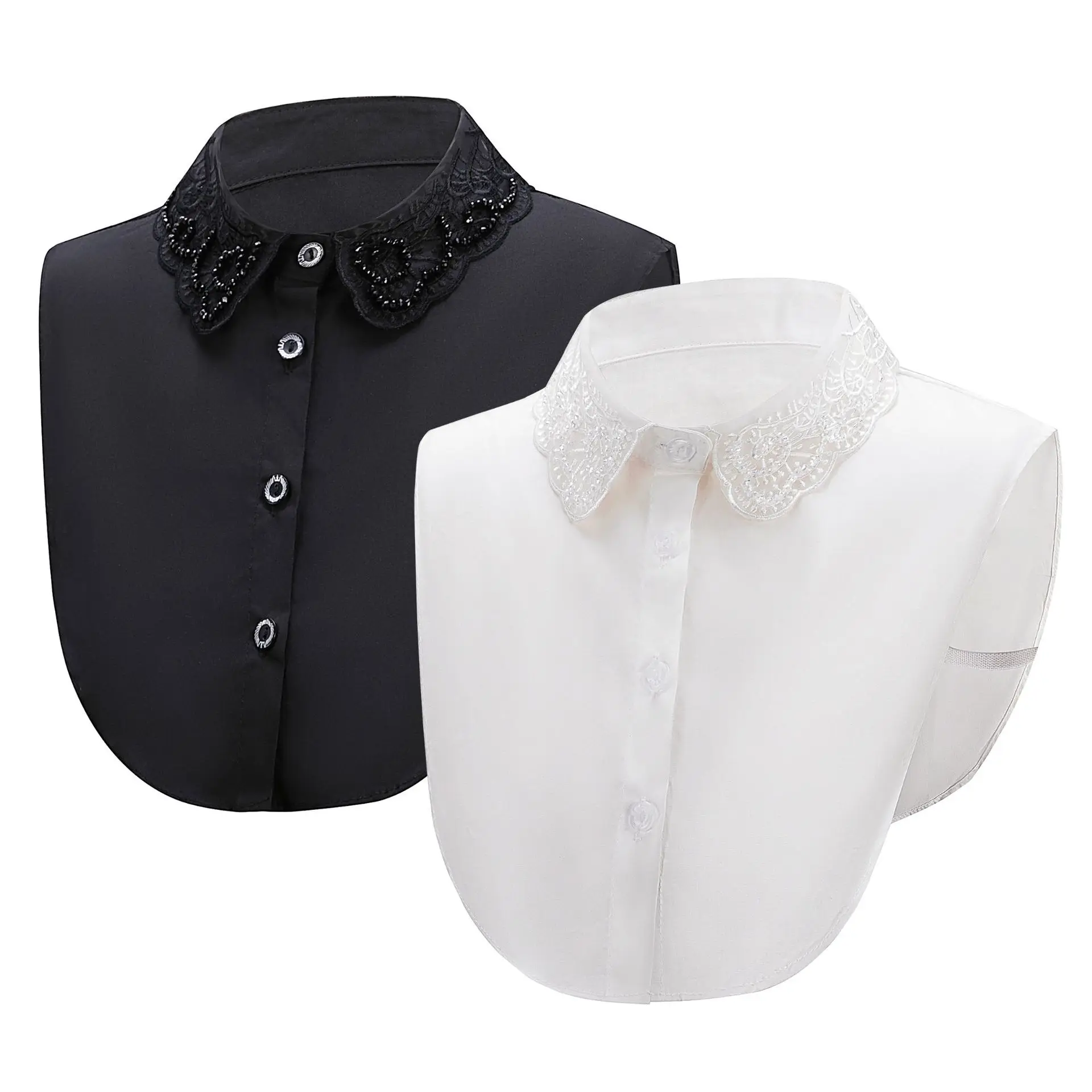 Organza Embroidery Autumn Winter Decorative Solid Color Fake Detachable Collar for Women