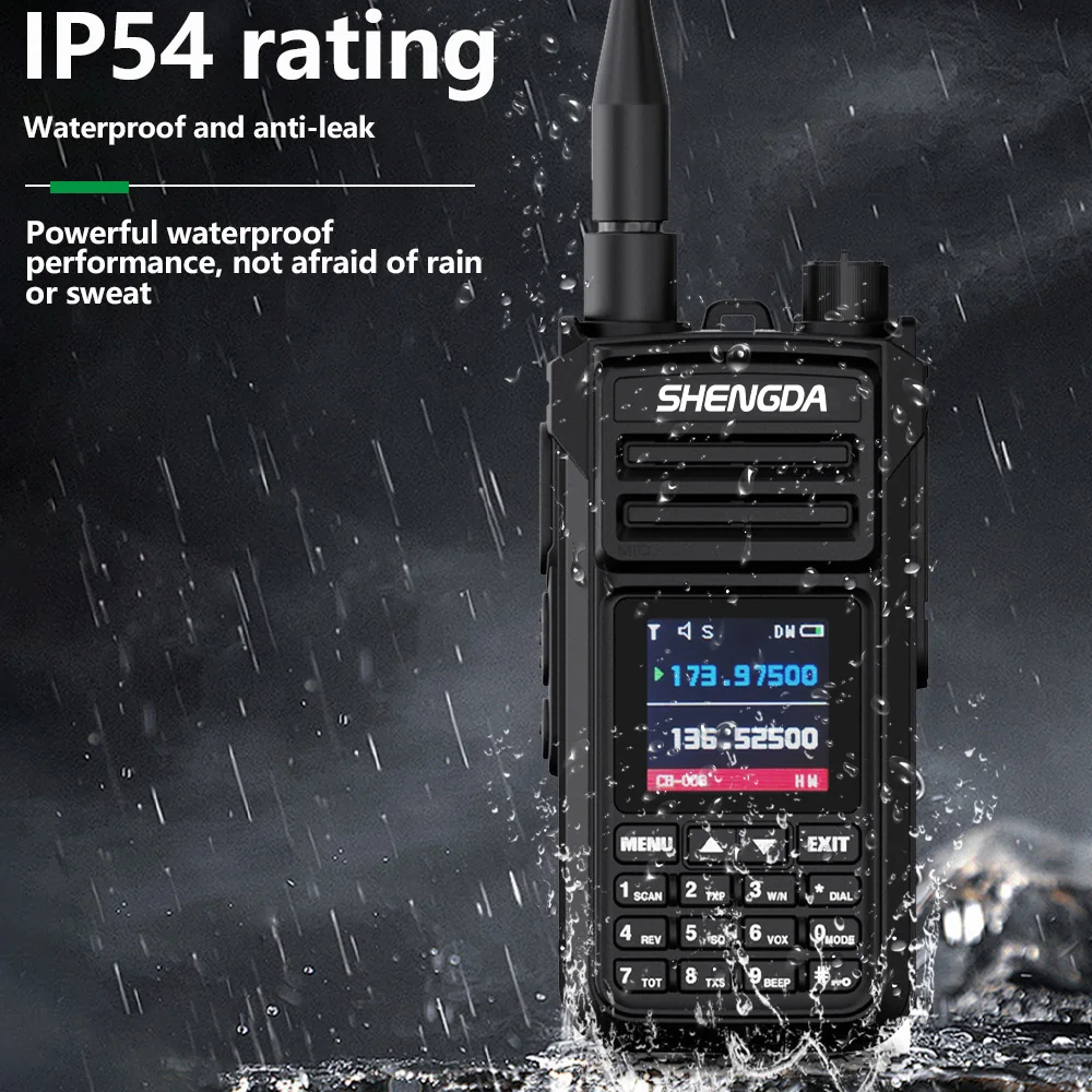 SHENGDA GP3188 Walkie-Talkie 10w One Key Frequency Matching Channel Scan UHF/VHF 4-Band LCD Display Large Capacity Battery