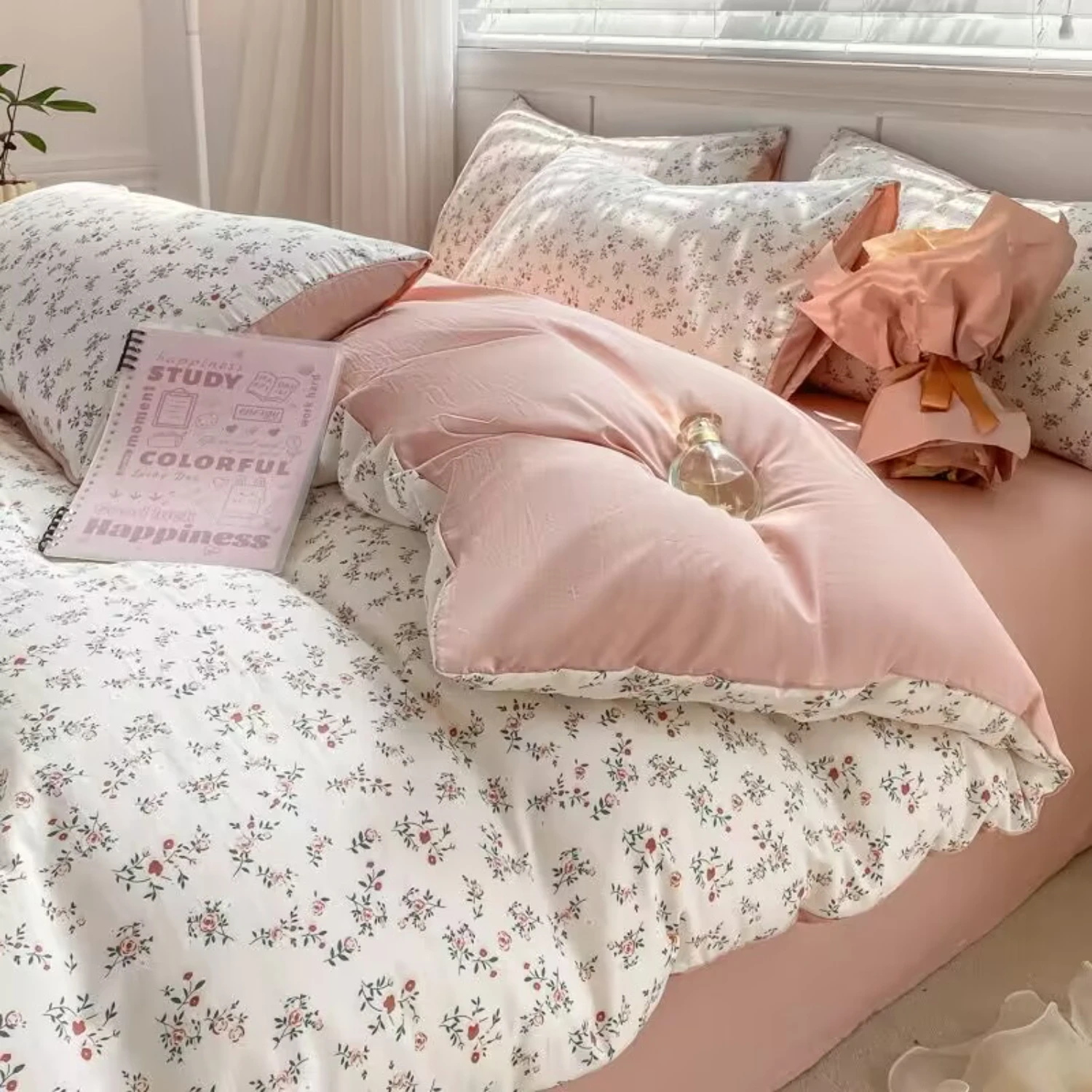 Soft and Beautiful Small Floral Princess Style Bed Linen Set - Twin Full Queen Sizes - Includes Quilt Cover, Flat Sheet, Pillowc