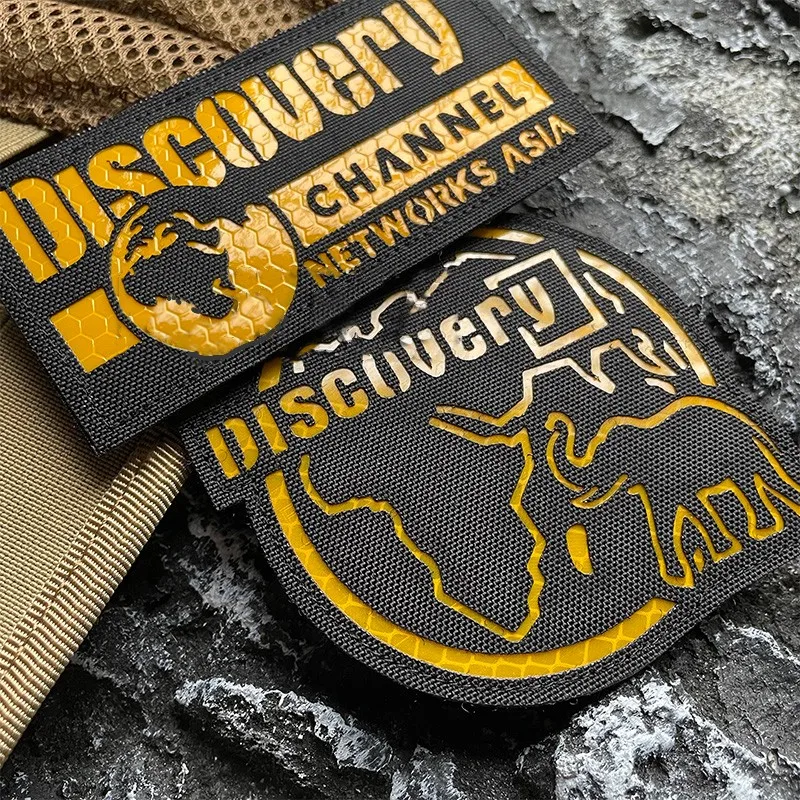 IR Engrave Animal Discovery Channel Patches Hook & Loop on Clothe DIY Morale Badge Decoration for Clothing and Backpack