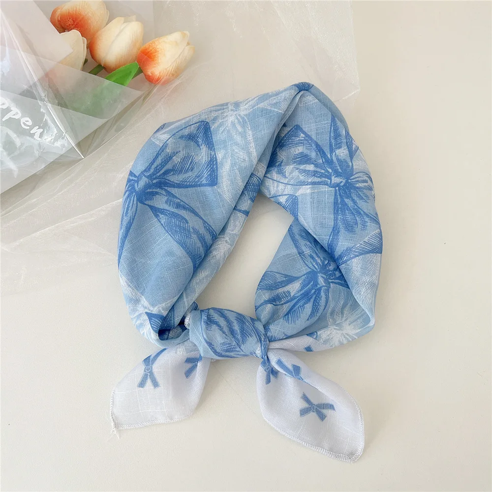 Cotton Linen Square Scarf Lightweight Breathable Women Korean Style Headband Neckerchief Multifunctional Decorative Wrap  Hair