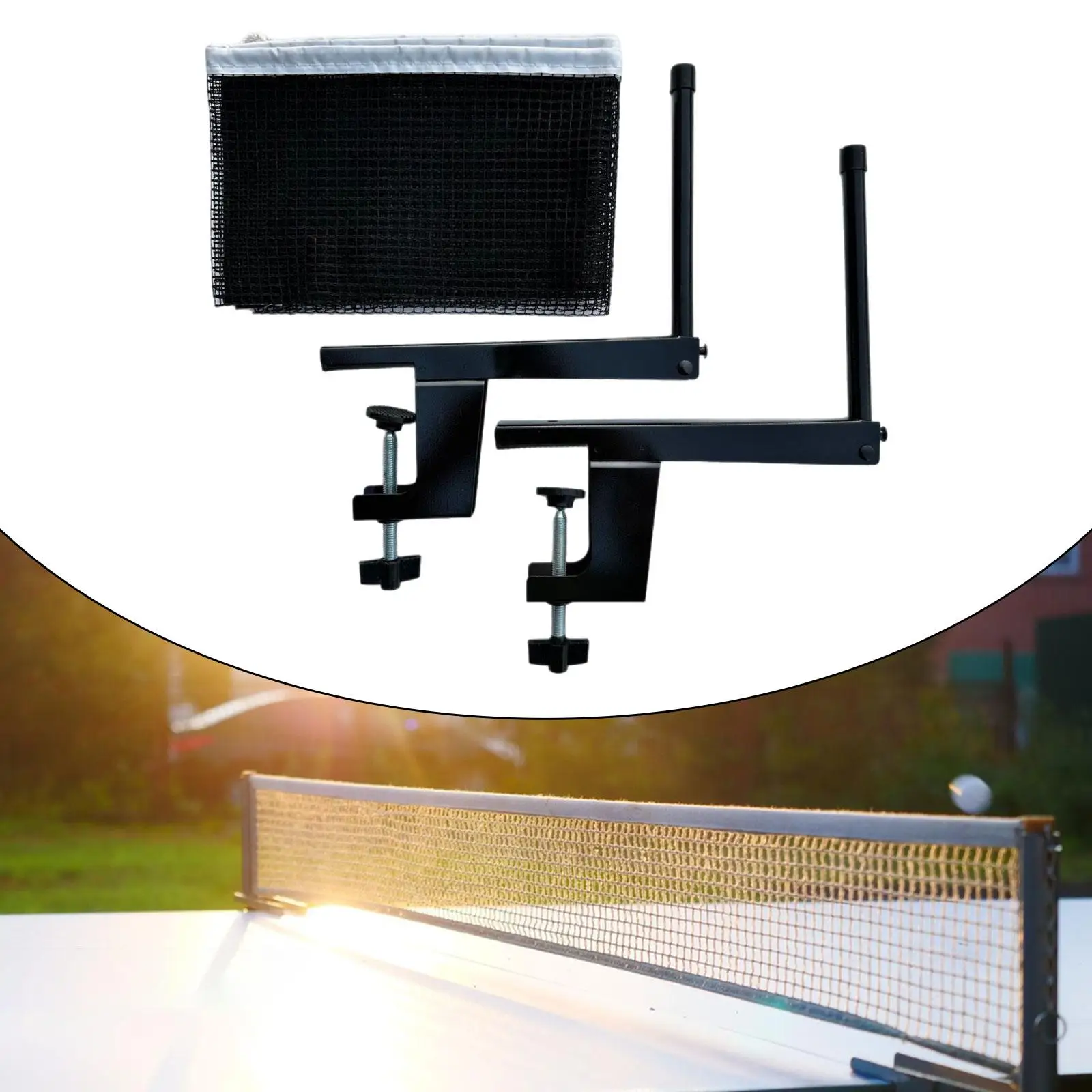 

Pingpong Brackets and Net with Clamps Table Tennis Clamp Post Set Easy Install Competition Layer for Indoor Outdoor Table
