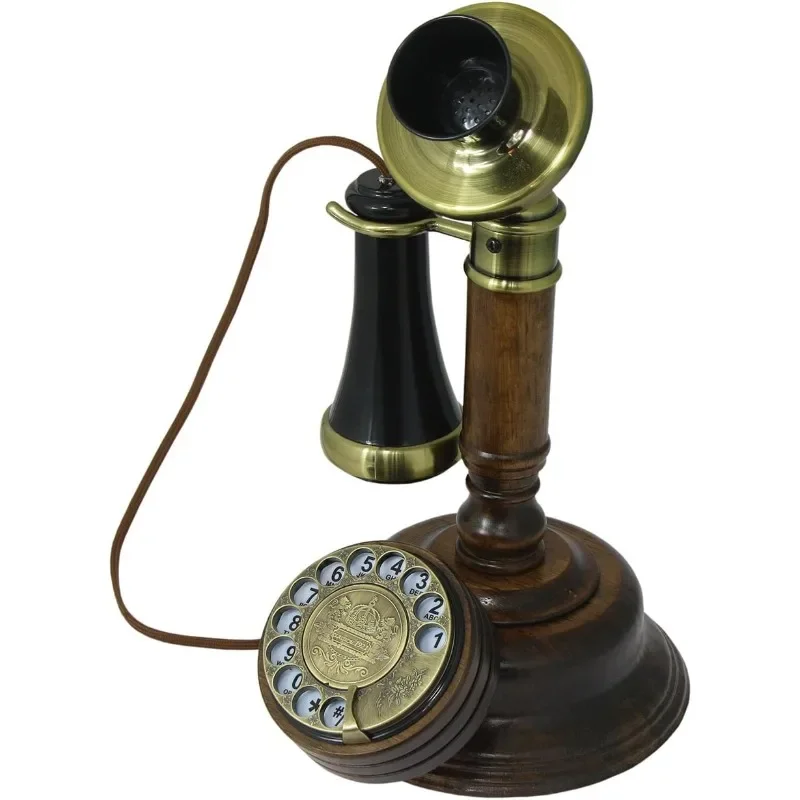 Wood Antique Candlestick Phone/Retro Rotary Phone/Replica Vintage Phone/Old Fashioned Phone/Telefono Antiguo/Retro Phone