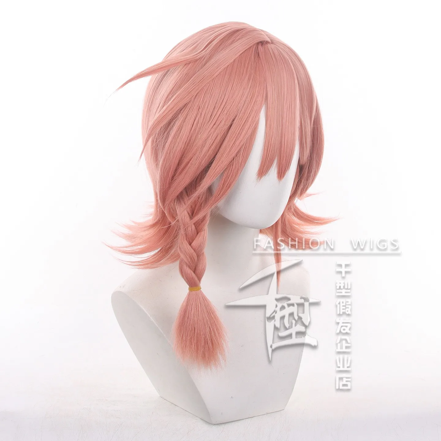 Bai Zhong Wig Pink 35cm Short Cosplay Anime Wigs for Halloween Carnival Party Props Synthetic Hair Heat Resistant fiber