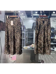 Vintage Leopard Print Long Skirts for Lady, High Waisted, Straight, Feeling, Animal Print, Feamle, Sexy, Spring, New Fashion