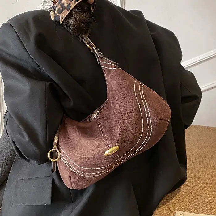 

JIAERDI Ретро Mulard Замшевая сумка для подмышек Женская сумка на плечо большой вместимости с вышивкой Женская модная сумка для подмышек Шикарная новинка