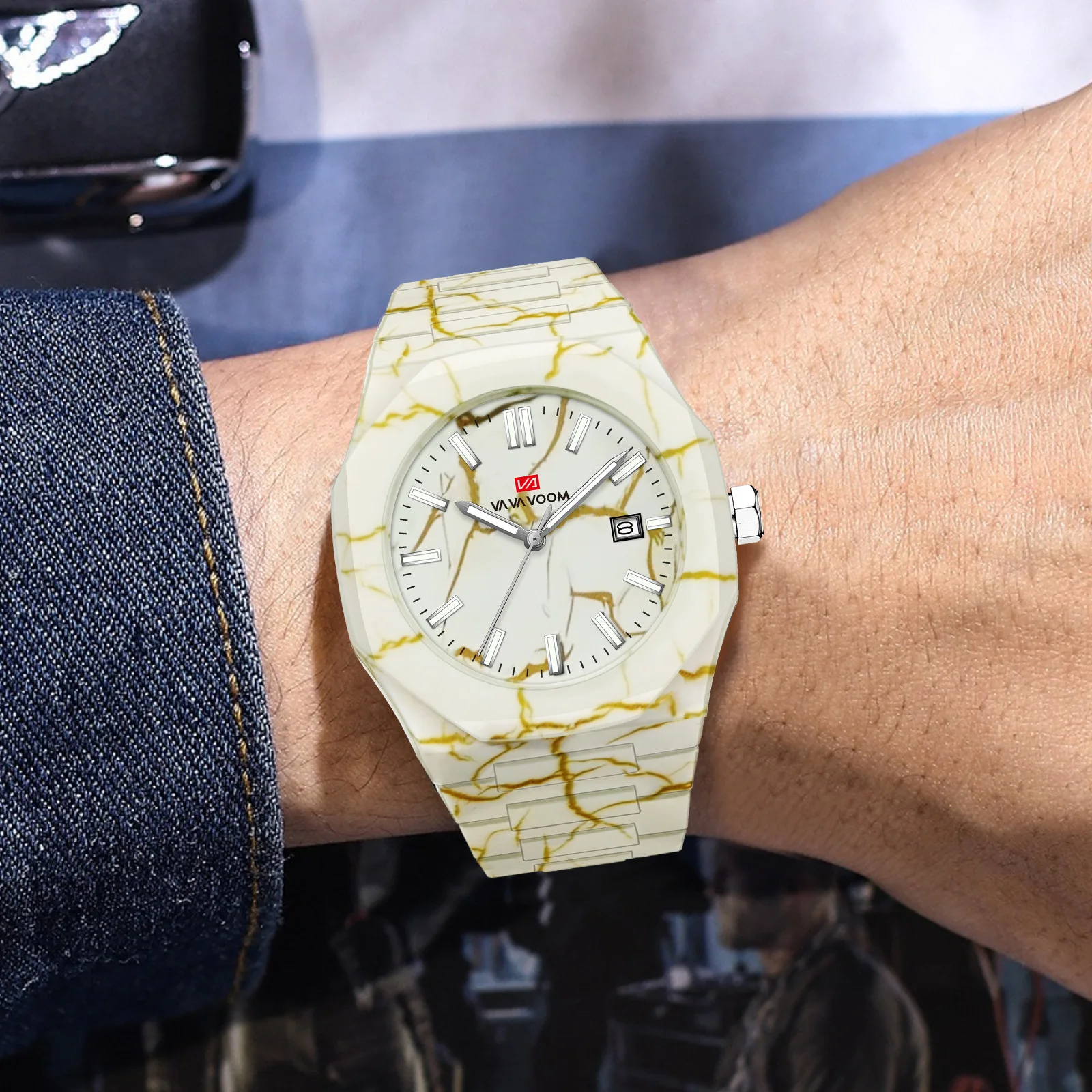 Original Men's Watches Calendar Fashion Trend Plastic Strap Luminous Hands Waterproof Quartz Watch for Men Relogio Masculino